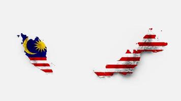 mapa da malásia mapa de altura de cor de relevo sombreado bandeira no fundo branco ilustração 3d foto