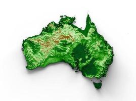 mapa topográfico da austrália 3d mapa realista cor ilustração 3d foto