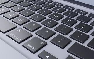 laptop de teclado closeup de renderização 3D foto