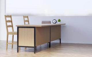 cena de mesa de mesa clássica de renderização 3D, cena de escritório de madeira foto