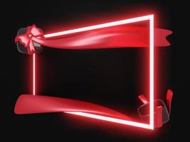 renderização em 3D da luz do quadro e caixa de presente no conceito de cor preta vermelha do cartão de fundo do modelo de sexta-feira negra para comercial. estilo de desenho animado de renderização 3D. foto