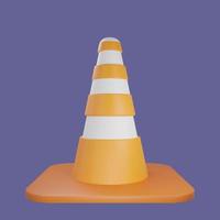 laranja do tráfego do cone do ícone 3d foto