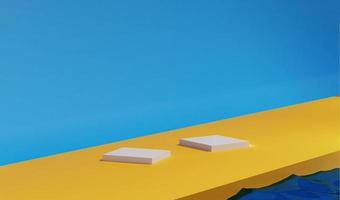 2 pódio amarelo com cena de fundo abstrato para exibição do produto. foto premium de renderização 3D