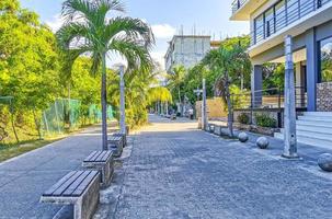 típicas pinturas de parede de paisagem urbana de rua de pedestres playa del carmen méxico. foto