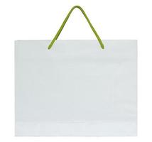 saco de papel branco isolado em branco com traçado de recorte foto