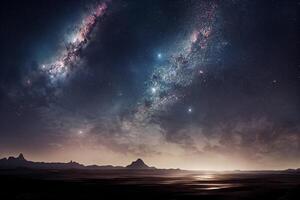 nebulosa Milkyway e galáxias no espaço 3d foto