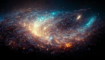 nebulosa Milkyway e galáxias no espaço 3d foto