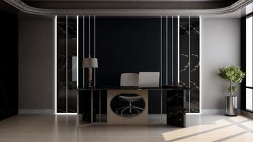 3d renderização de design de escritório moderno - maquete da parede interior da sala do gerente foto