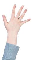 cinco conta pelos dedos - gesto de mão foto