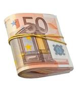 notas de 50 euros isoladas foto