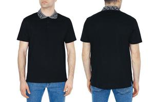 dois lados de camisetas pretas com espaço de cópia foto