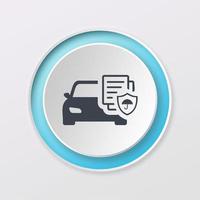 botão jogar cor branca documento de seguro de carro design digital ícone do logotipo
