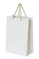 saco de papel branco isolado em branco com traçado de recorte para maquete foto