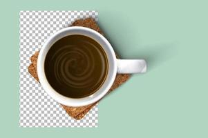 conjunto de café preto quente com estilo simples, isolado sobre fundo verde. foto