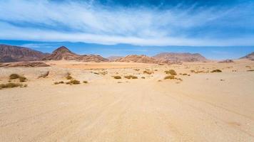 estrada na areia do deserto de wadi rum foto