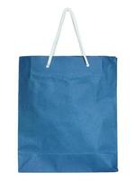 saco de papel azul isolado em branco com traçado de recorte foto