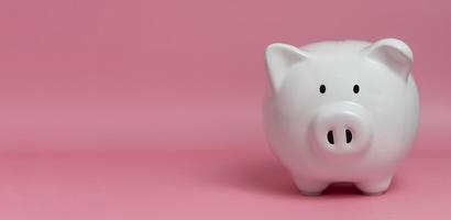 bancárias poupança renda financeiros bancário investimento lucro grana economia aposentadoria planejamento orçamento ganhando fundo negócio piggy white on pink background. foto