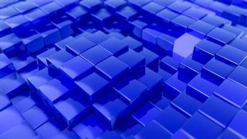 padrão de ondas minimalista feito de cubos. abstrato azul cúbico acenando fundo futurista de superfície. ilustração de renderização 3D. foto
