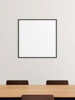 cartaz preto quadrado minimalista ou maquete de moldura na parede da sala de reuniões do escritório. foto