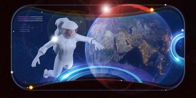 metaverse óculos vr simulação de astronauta espaço sideral e estrelas estudos astronômicos interface digital tecnologia vr ilustração 3d foto