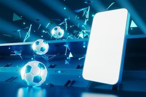 objeto de bolas de futebol, design de bola esportiva, conceito de elemento de futebol, ilustração 3d, tecnologia abstrata de futebol, tela móvel de smartphone, campo de grama verde, esporte online ao vivo, negócio de esporte de cassino foto