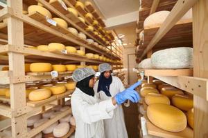equipe de mulher de negócios na empresa de produção de queijo local foto
