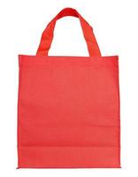 sacola de compras de lona vermelha isolada no fundo branco com traçado de recorte foto