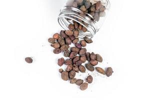 sementes secas de syzygium cumini, vulgarmente conhecido como ameixa malabar, java ou ameixa preta, jamun ou jambolan foto