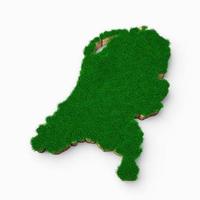 Holanda mapa solo geologia terra seção transversal com grama verde ilustração 3d foto