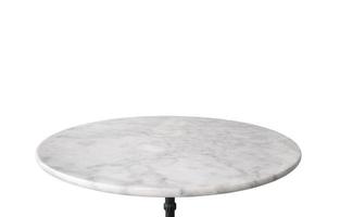 tampo de mesa de pedra de mármore branco isolado no fundo branco foto