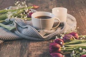 estilo de vida de chá e flores