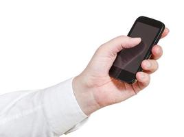 empresário clicando no telefone touchscreen foto