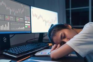 mulher adormecer no computador