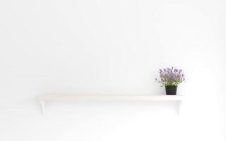 flor roxa de estilo minimalista na prateleira de madeira