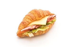 Vista lateral do sanduíche de croissant foto