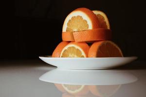 close-up de laranjas fatiadas