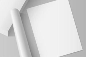 design de maquete de panfleto de papel em branco branco isolado em fundo cinza foto