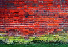 parede de tijolo vermelho e verde foto