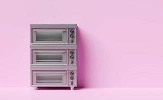 Forno elétrico 3D para cozinha de restaurante isolado em fundo rosa. cozinha industrial moderna com conceito de equipamento, ilustração de renderização 3d, traçado de recorte foto