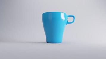 caneca de café azul em um branco foto