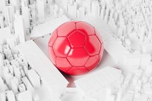 objeto de bolas de futebol, design de bola esportiva, conceito de cor do japão de elemento de futebol, ilustração 3d, tecnologia de futebol abstrata, tela móvel do smartphone, fundo verde, esporte online, bandeira do japão foto