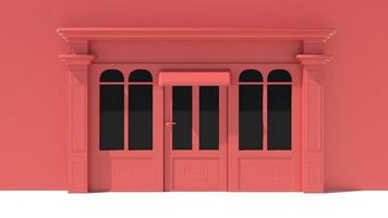 fachada ensolarada com janelas grandes, fachada branca e vermelha
