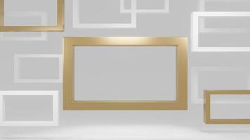 moldura de ouro e branca moderna em renderização 3d de fundo cinza. foto