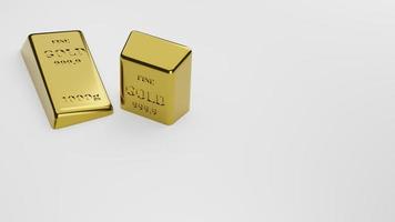 barras de ouro brilhantes caem no fundo branco. conceito de banca e riqueza. 3d foto