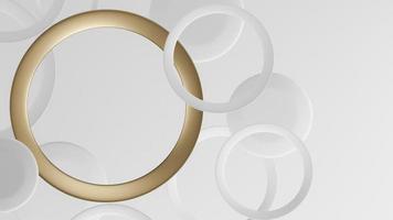 abstrato com círculos de anel de ouro e branco. renderização 3D foto