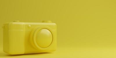 câmera digital amarela sobre fundo amarelo, conceito de tecnologia. renderização em 3D foto
