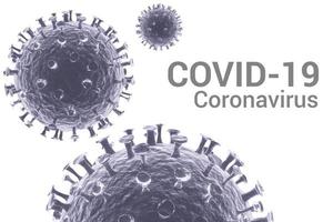 Vírus corona renderizado em 3D ou covid-19 com texto em fundo branco. foto
