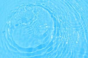 desfocar a textura de superfície de água calma de cor azul transparente turva com respingo, bolha. fundo de ondulação de água azul brilhante. superfície da água na piscina. água de bolha azul brilhando. foto