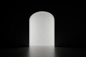 arco de mármore com luz de fundo. ilustração 3d preto e branco. foto