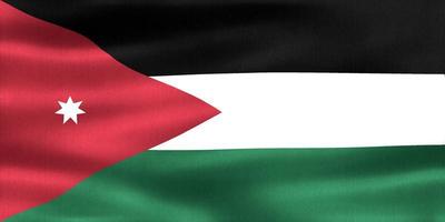 ilustração 3D de uma bandeira da Jordânia - bandeira de tecido ondulação realista foto